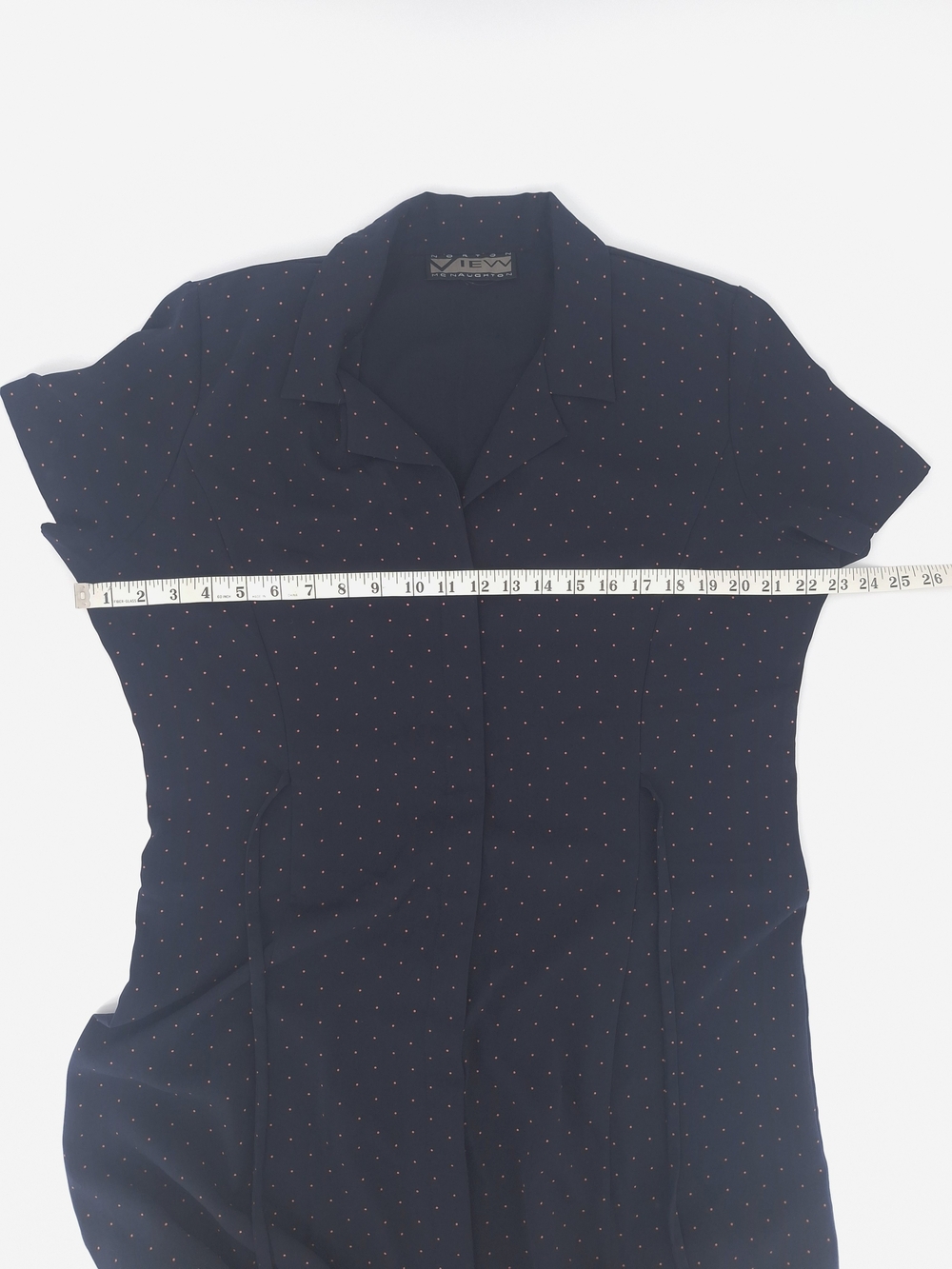 ✨Vintage 90s Norton McNaughton Navy Polka Dot Midi Shirt Dress✨ - Picture 13 of 16